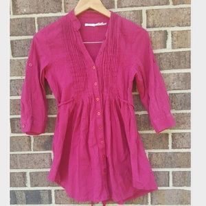 Kimichi Blue Anthro Tunic Magenta Pink Wrap Top